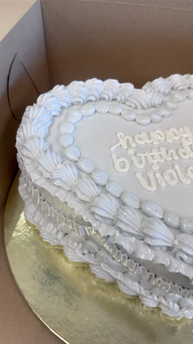 Piped heart cake