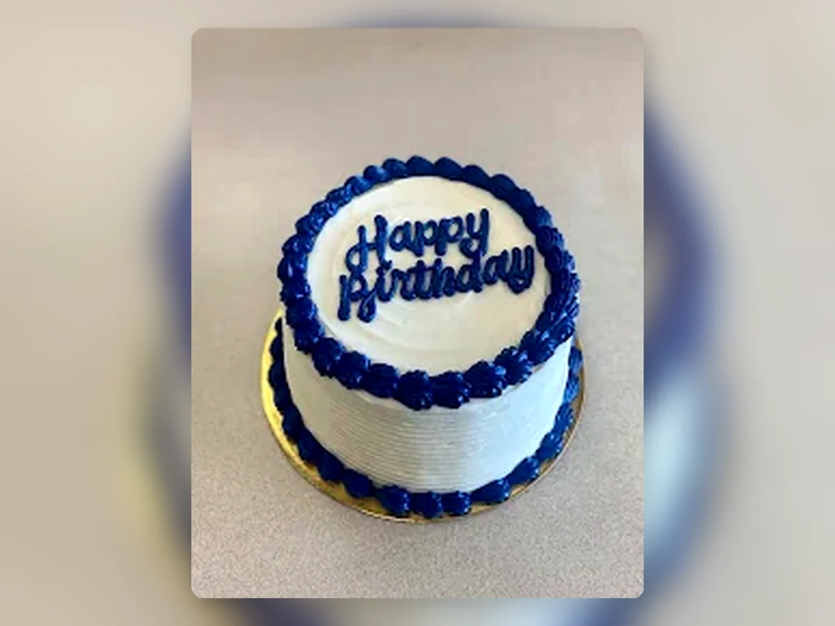 Blue classic birthday cake by Richlea Bakery