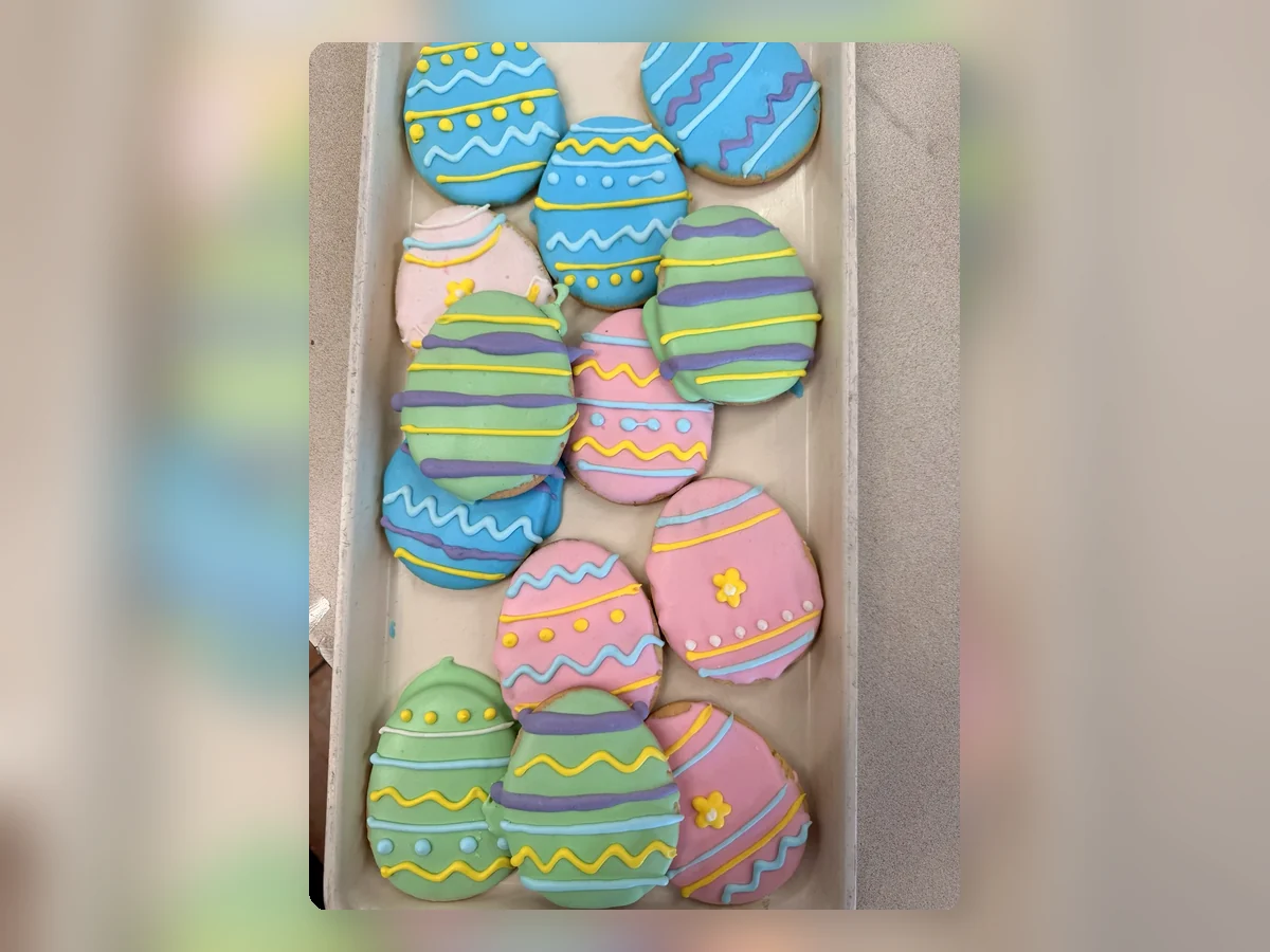 Colourful Easter egg custom cookies by Richlea Bakery