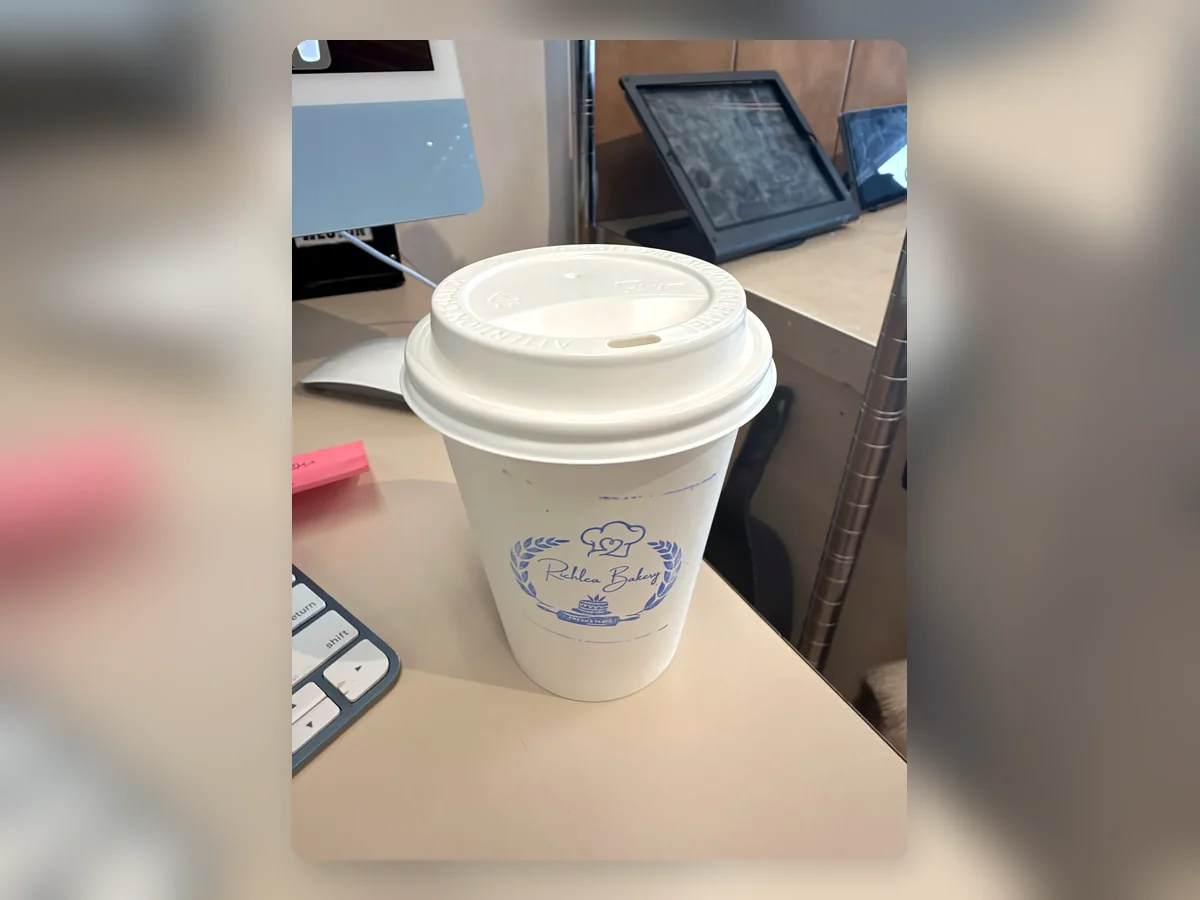 Richlea Bakery branded coffee cup by Richlea Bakery