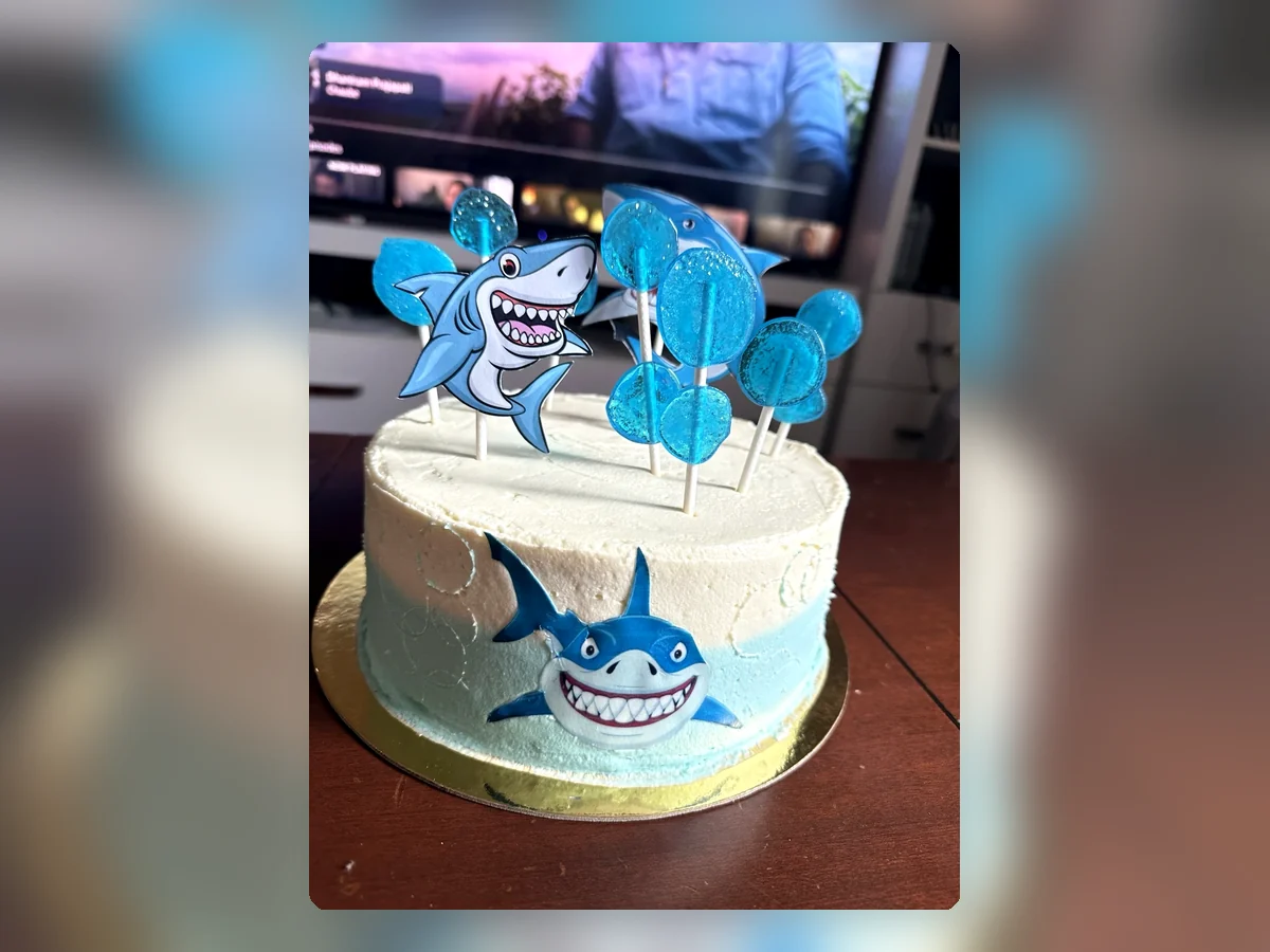 Shark and ocean themed birthday cake by Richlea Bakery