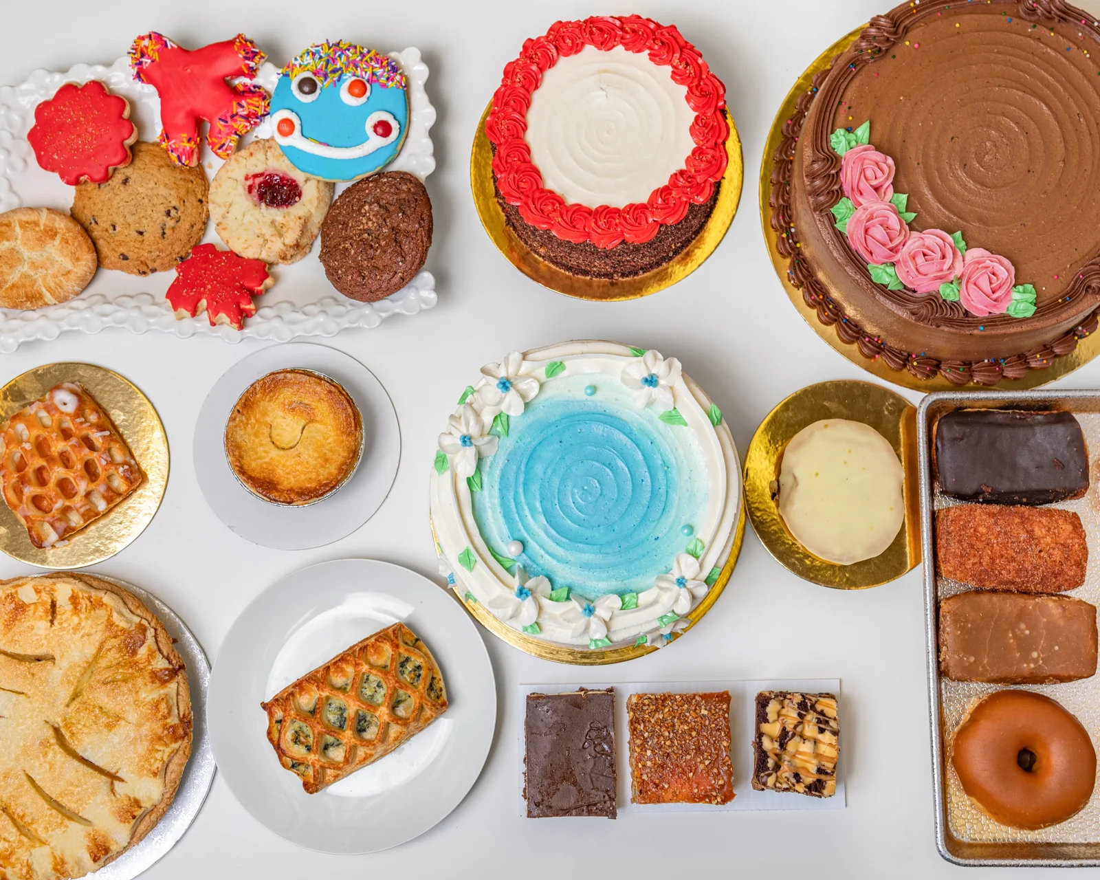 Assorted Richlea Bakery cakes, pastries, cookies and bars