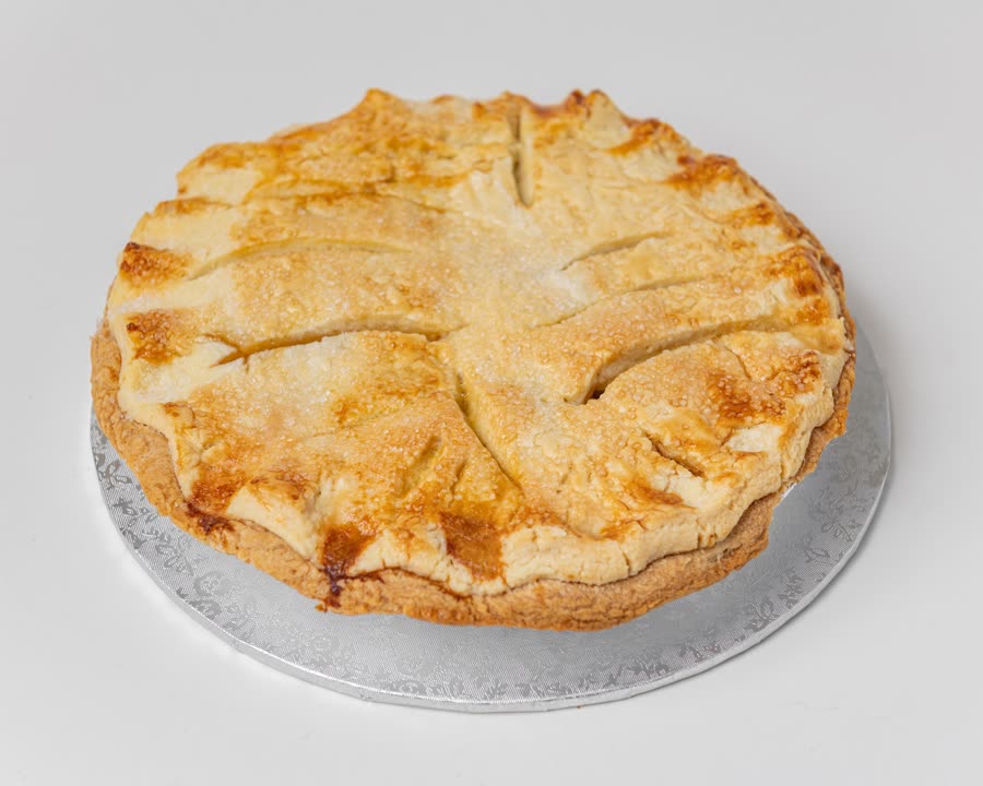 Whole apple pie with sugared double crust