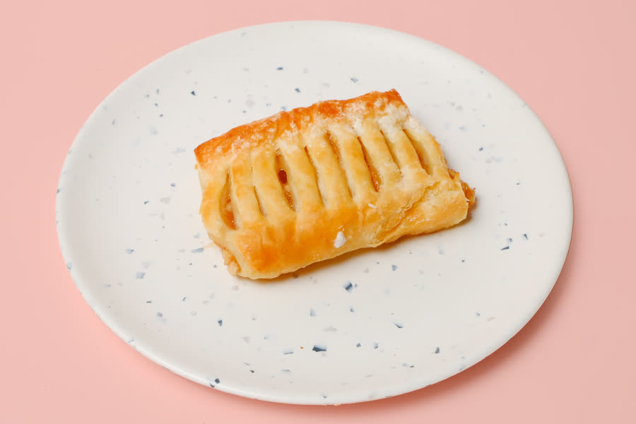 Apple strudel in flaky puff pastry