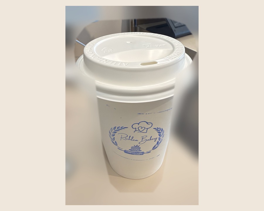 Richlea Bakery branded hot drink cup for Americano